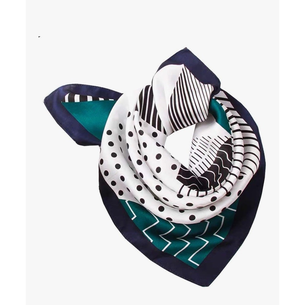 ANDANTINO 100% Pure Mulberry Silk Square Scarf for Hair‎ 21'' Women Polka Dot T1